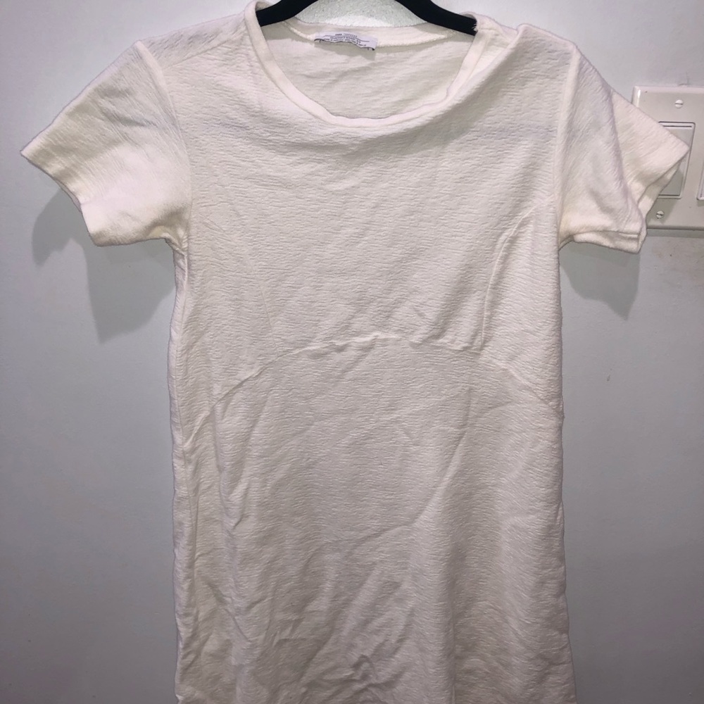 ZARA TRAFALUC WHITE T SHIRT COTTON DRESS S